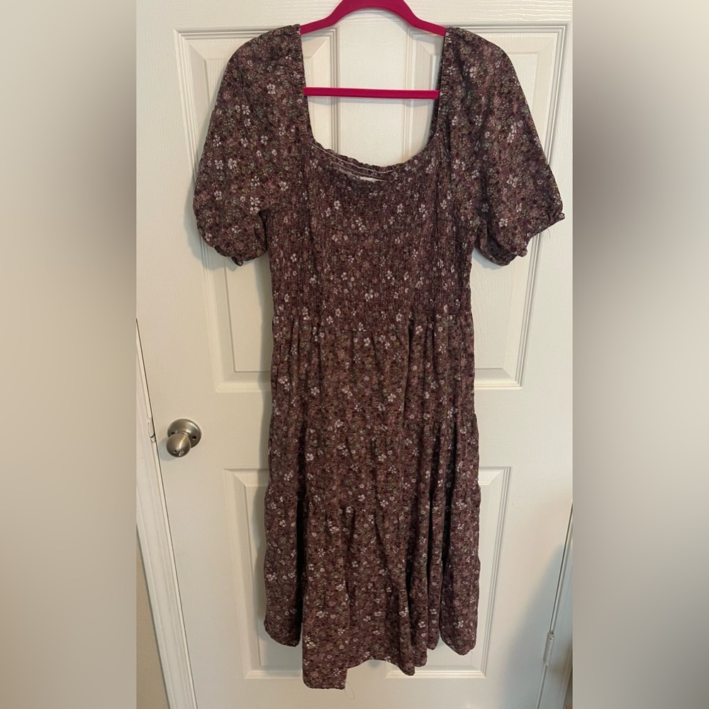 Sonoma Purple Boho Prairie Cottage Ditzy Floral Print Maxi Dress
